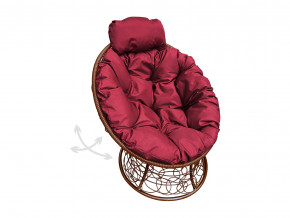 Кресло Папасан мини пружинка с ротангом бордовая подушка в Надыме - nadym.magazinmebel.ru | фото