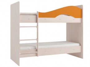 Кровать 2-х ярусная Мая на латофлексах млечный дуб, оранжевая в Надыме - nadym.magazinmebel.ru | фото - изображение 1