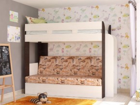Кровать двухъярусная Карамель 75 венге ткань савана в Надыме - nadym.magazinmebel.ru | фото