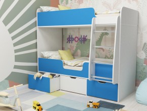 Кровать двухъярусная Малыш двойняшка белый-голубой в Надыме - nadym.magazinmebel.ru | фото