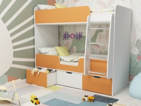 Кровать двухъярусная Малыш двойняшка белый-оранжевый в Надыме - nadym.magazinmebel.ru | фото
