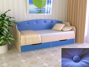 Кровать Юниор Тип 2 дуб молочный/синий 800х1600 в Надыме - nadym.magazinmebel.ru | фото