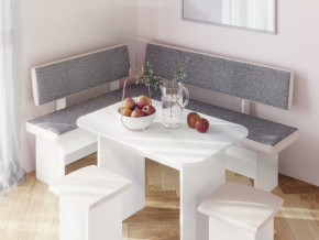 Кухонный уголок Парма Белый, ткань серая в Надыме - nadym.magazinmebel.ru | фото - изображение 3