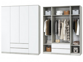 Шкаф для одежды четырехдверный Лори дуб серый, белый в Надыме - nadym.magazinmebel.ru | фото - изображение 1